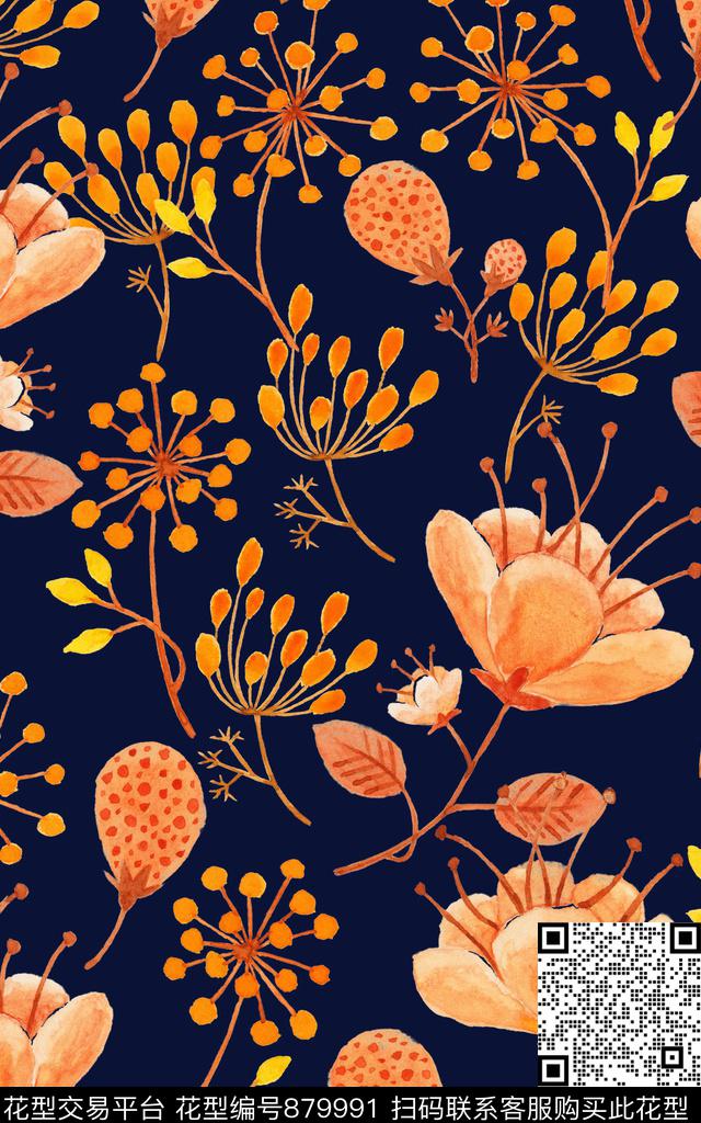 家居服春夏大花传统印花华亿平台下载（图片编号: 879991） - 瓦栏（Walan）