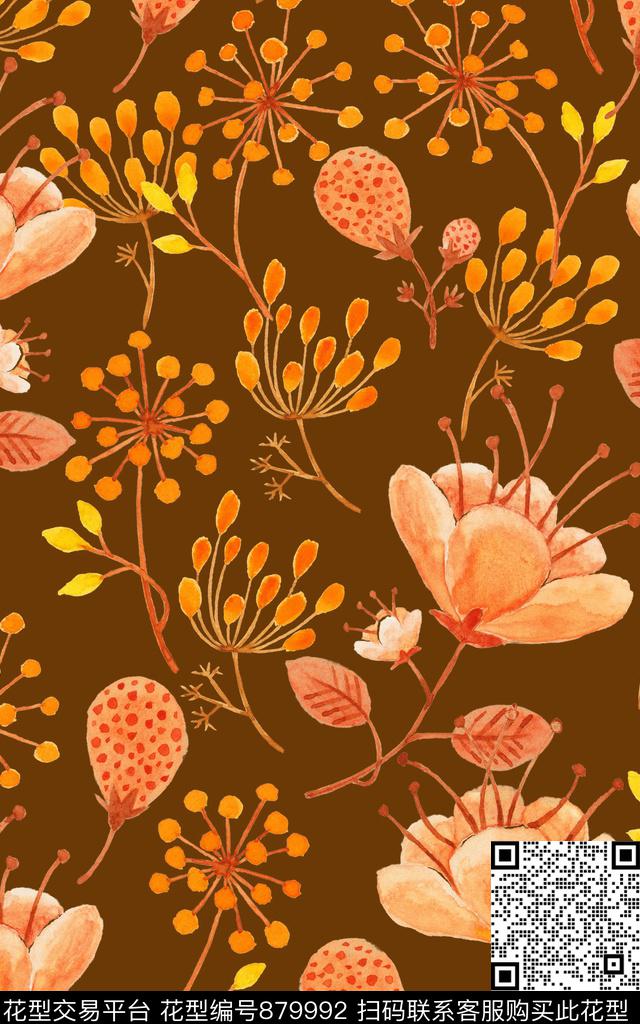 家居服春夏大花数码印花华亿平台下载（图片编号: 879992） - 瓦栏（Walan）