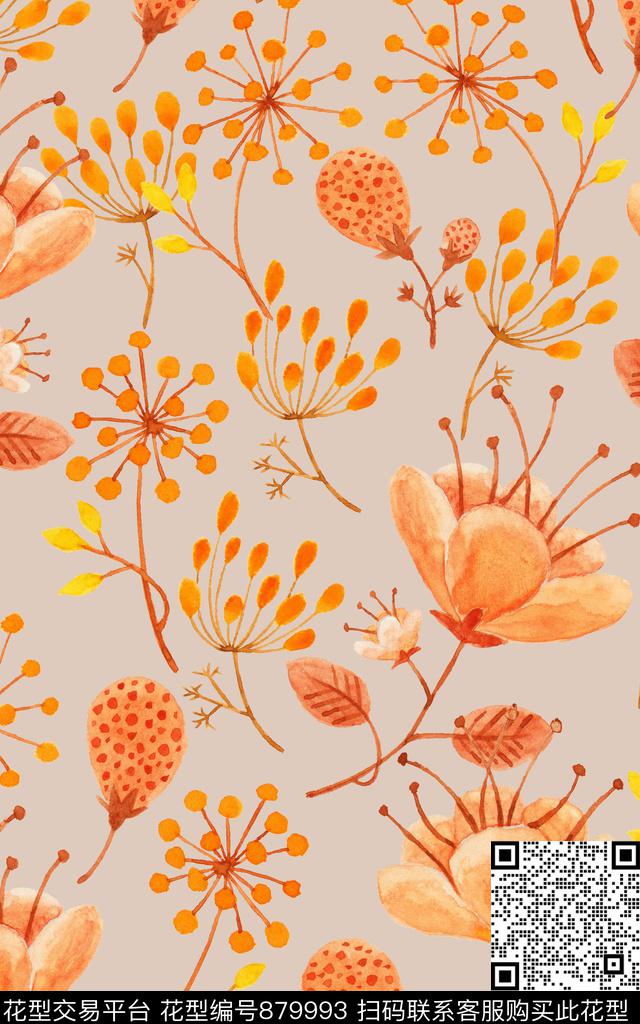 家居服春夏大花数码印花华亿平台下载（图片编号: 879993） - 瓦栏（Walan）