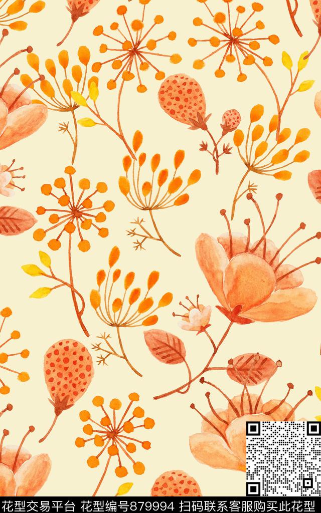 家居服春夏大花数码印花华亿平台下载（图片编号: 879994） - 瓦栏（Walan）