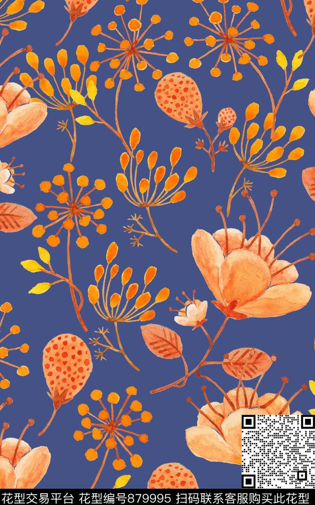 家居服春夏大花数码印花华亿平台下载（图片编号: 879995） - 瓦栏（Walan）