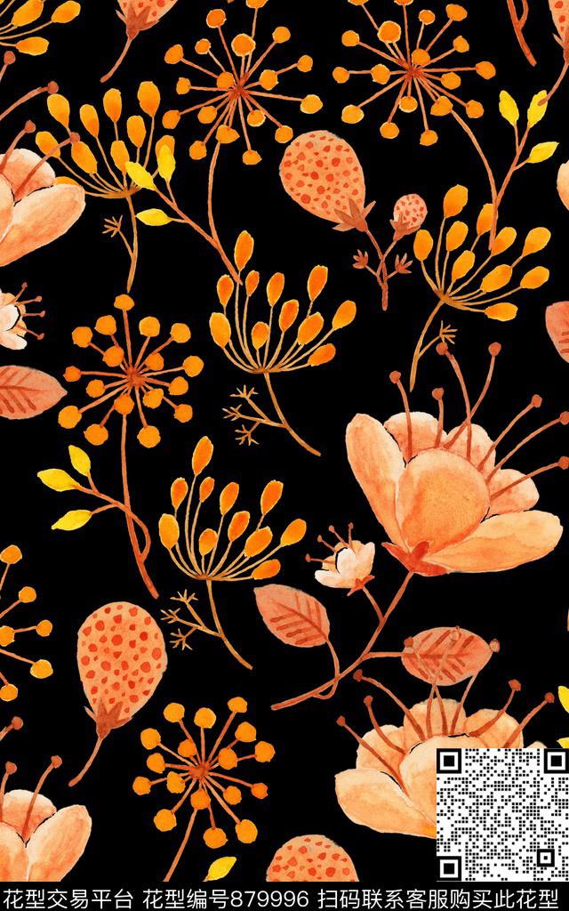 家居服春夏大花数码印花华亿平台下载（图片编号: 879996） - 瓦栏（Walan）