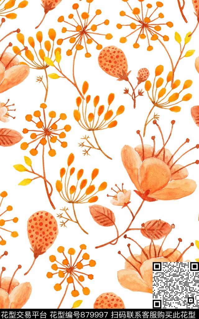 家居服春夏大花数码印花华亿平台下载（图片编号: 879997） - 瓦栏（Walan）