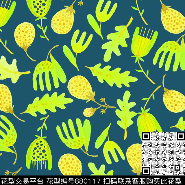 家居服手绘春夏数码印花华亿平台下载（图片编号: 880117） - 瓦栏（Walan）