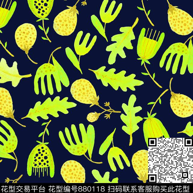 家居服手绘春夏数码印花华亿平台下载（图片编号: 880118） - 瓦栏（Walan）