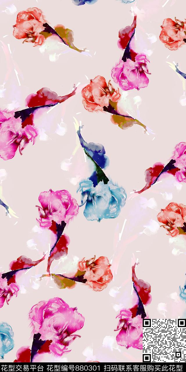 小清新数码印花水墨数码印花华亿平台下载（图片编号: 880301） - 瓦栏（Walan）