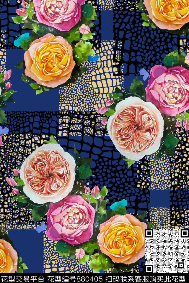 动物纹豹纹蛇纹手绘数码印花华亿平台下载（图片编号: 880405） - 瓦栏（Walan）