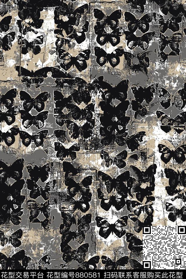 抽象纹理蝴蝶肌理纹理传统印花华亿平台下载（图片编号: 880581） - 瓦栏（Walan）
