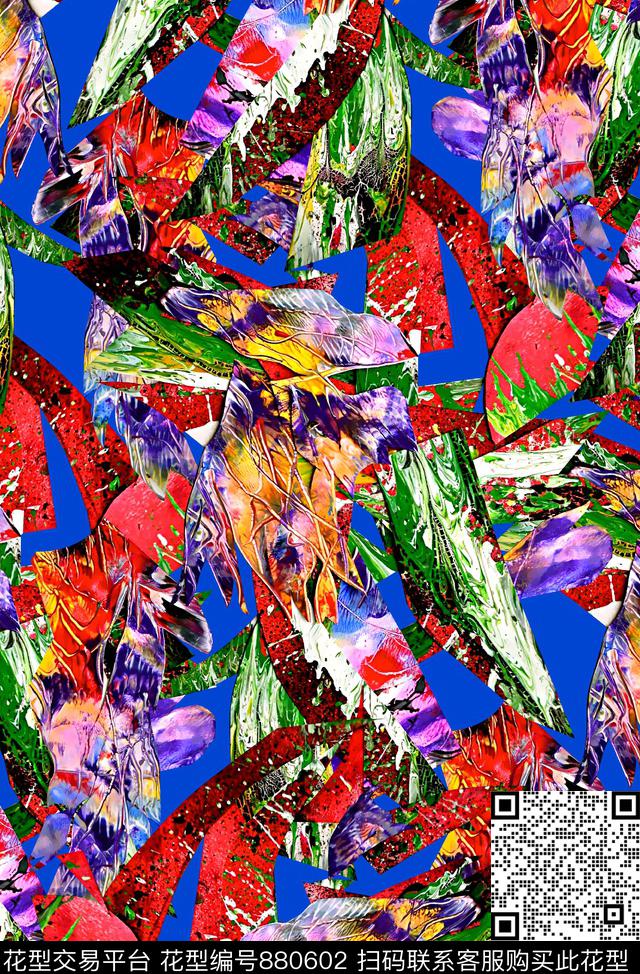 抽象纹理水彩纹理女装华亿平台数码印花华亿平台下载（图片编号: 880602） - 瓦栏（Walan）