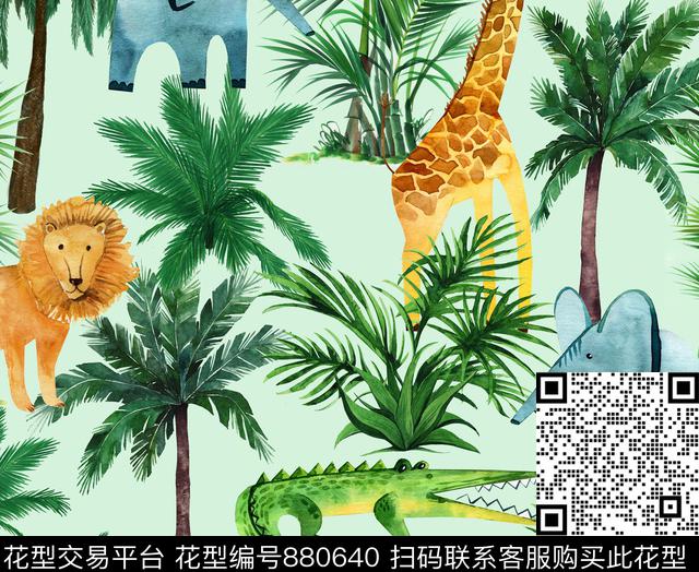 热带丛林鳄鱼狮子数码印花华亿平台下载（图片编号: 880640） - 瓦栏（Walan）