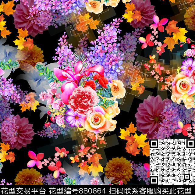 抽象几何动物数码印花华亿平台下载（图片编号: 880664） - 瓦栏（Walan）