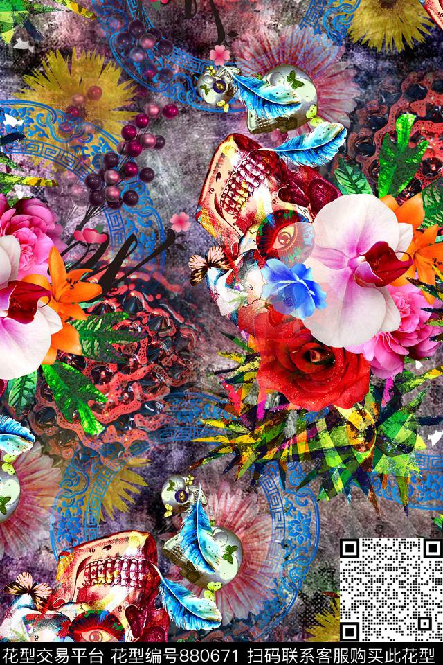 抽象几何动物数码印花华亿平台下载（图片编号: 880671） - 瓦栏（Walan）