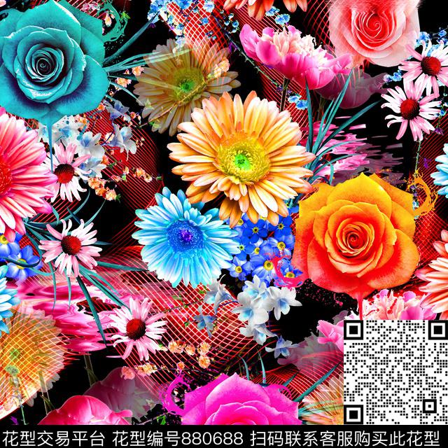 抽象几何动物数码印花华亿平台下载（图片编号: 880688） - 瓦栏（Walan）