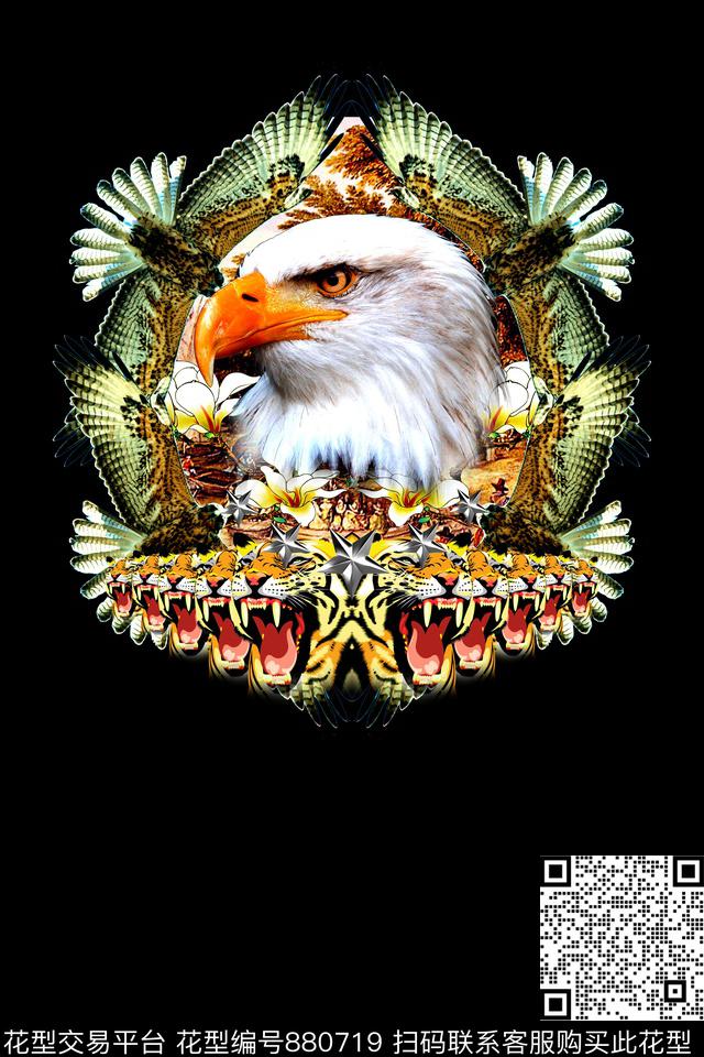 几何动物抽象数码印花华亿平台下载（图片编号: 880719） - 瓦栏（Walan）