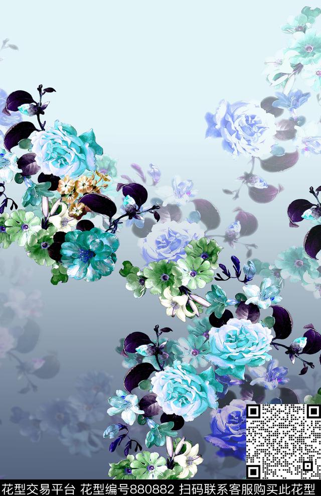 花卉女装定位花数码印花华亿平台下载（图片编号: 880882） - 瓦栏（Walan）