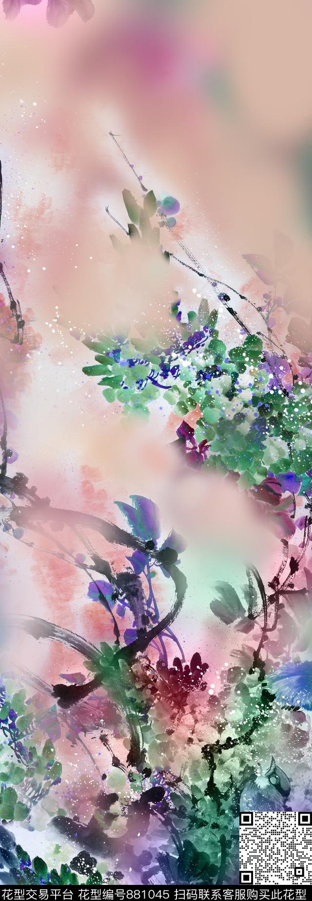 妈妈花定位花民俗纹传统印花华亿平台下载（图片编号: 881045） - 瓦栏（Walan）