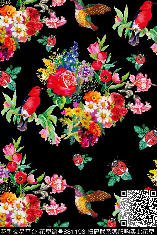 花卉花鸟民族风数码印花华亿平台下载（图片编号: 881193） - 瓦栏（Walan）