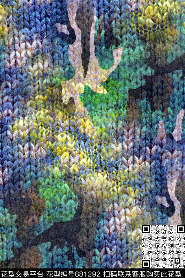 抽象几何迷彩数码印花华亿平台下载（图片编号: 881292） - 瓦栏（Walan）