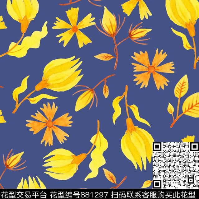 家居服手绘春夏数码印花华亿平台下载（图片编号: 881297） - 瓦栏（Walan）