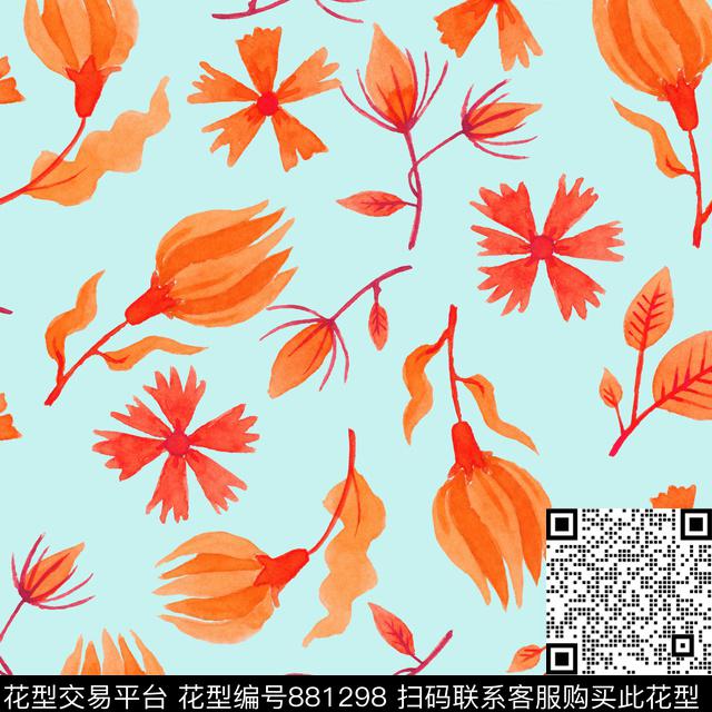 家居服手绘春夏数码印花华亿平台下载（图片编号: 881298） - 瓦栏（Walan）