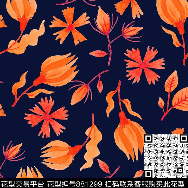 家居服手绘春夏数码印花华亿平台下载（图片编号: 881299） - 瓦栏（Walan）