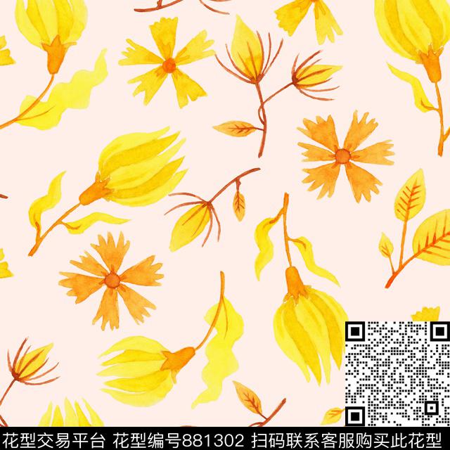 家居服手绘春夏数码印花华亿平台下载（图片编号: 881302） - 瓦栏（Walan）