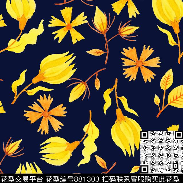 家居服手绘春夏数码印花华亿平台下载（图片编号: 881303） - 瓦栏（Walan）