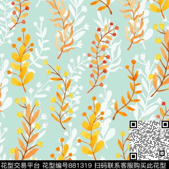 家居服手绘春夏数码印花华亿平台下载（图片编号: 881319） - 瓦栏（Walan）