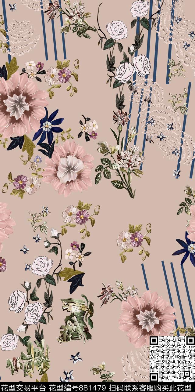 小碎花花卉花朵数码印花华亿平台下载（图片编号: 881479） - 瓦栏（Walan）