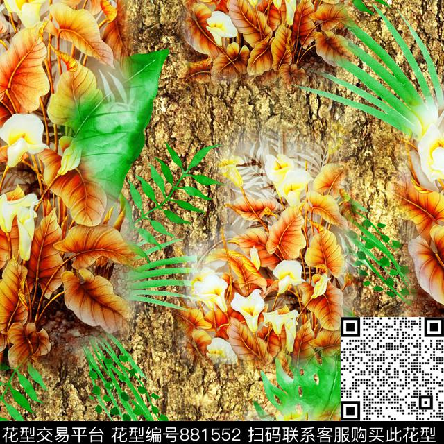 花卉坯布热带数码印花华亿平台下载（图片编号: 881552） - 瓦栏（Walan）