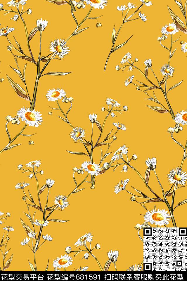 小碎花小清新花卉数码印花华亿平台下载（图片编号: 881591） - 瓦栏（Walan）