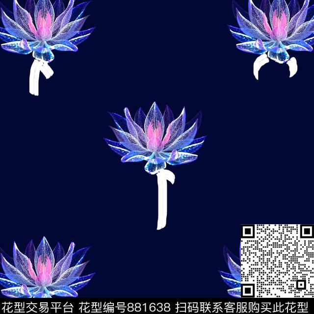 花朵抽象热带数码印花华亿平台下载（图片编号: 881638） - 瓦栏（Walan）