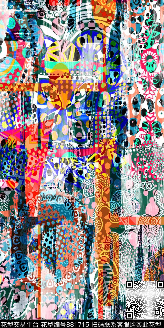 色块不规则几何几何数码印花华亿平台下载（图片编号: 881715） - 瓦栏（Walan）