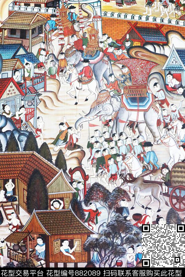 图腾东南亚部落数码印花华亿平台下载（图片编号: 882089） - 瓦栏（Walan）