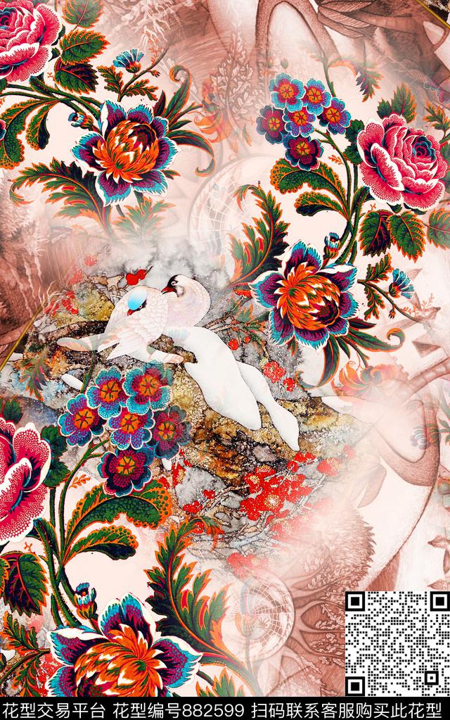 波西米亚民族风部落数码印花华亿平台下载（图片编号: 882599） - 瓦栏（Walan）