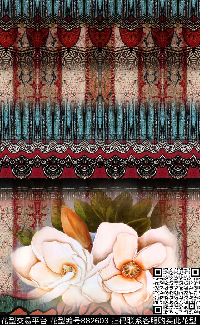 波西米亚民族风部落数码印花华亿平台下载（图片编号: 882603） - 瓦栏（Walan）