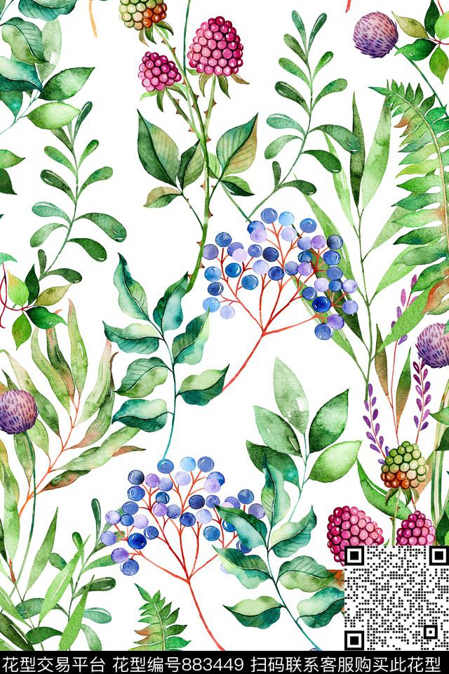 棕榈叶热带叶数码印花华亿平台下载（图片编号: 883449） - 瓦栏（Walan）