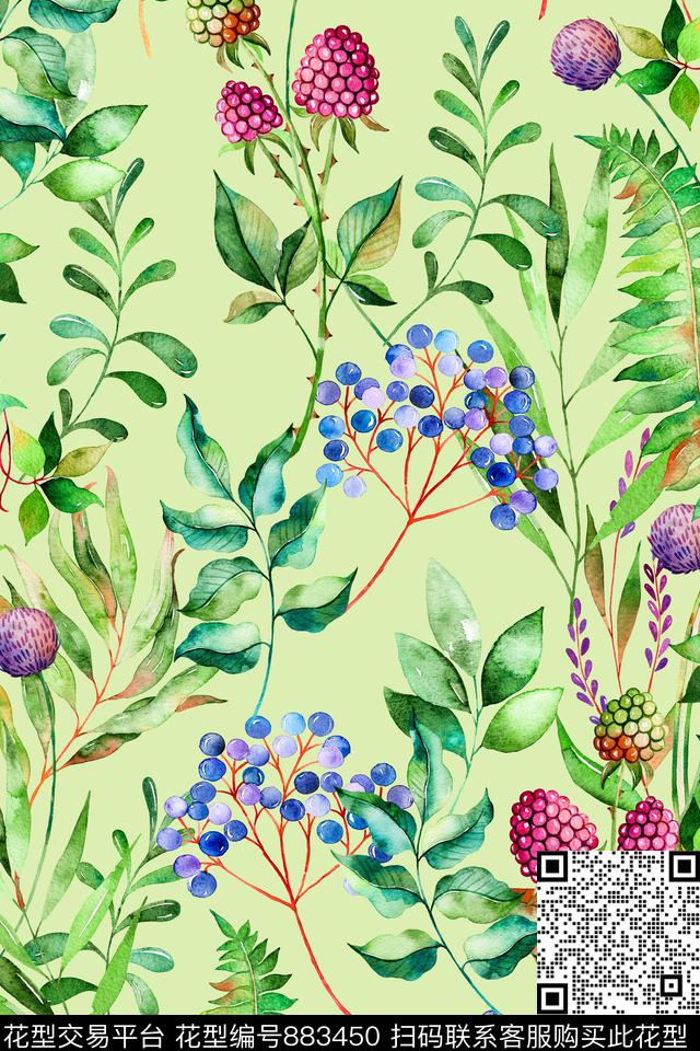 棕榈叶热带叶数码印花华亿平台下载（图片编号: 883450） - 瓦栏（Walan）