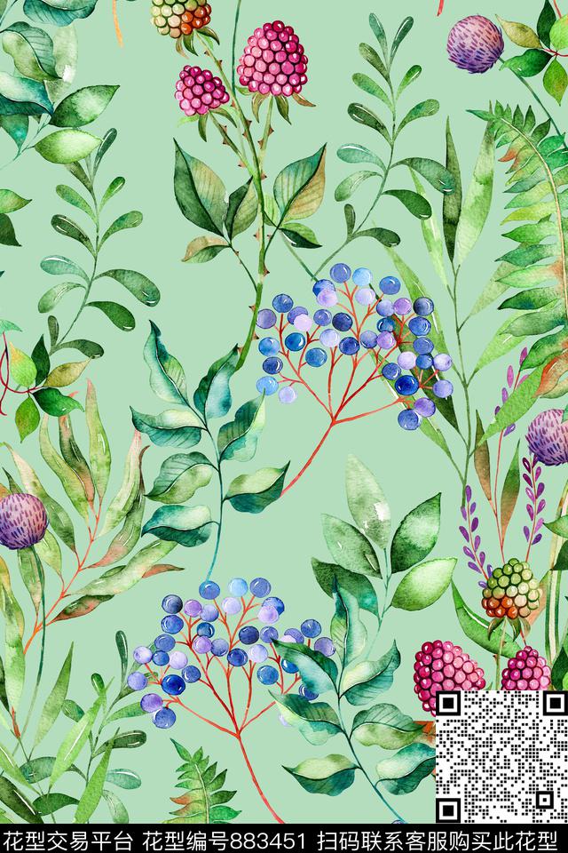 棕榈叶热带叶数码印花华亿平台下载（图片编号: 883451） - 瓦栏（Walan）