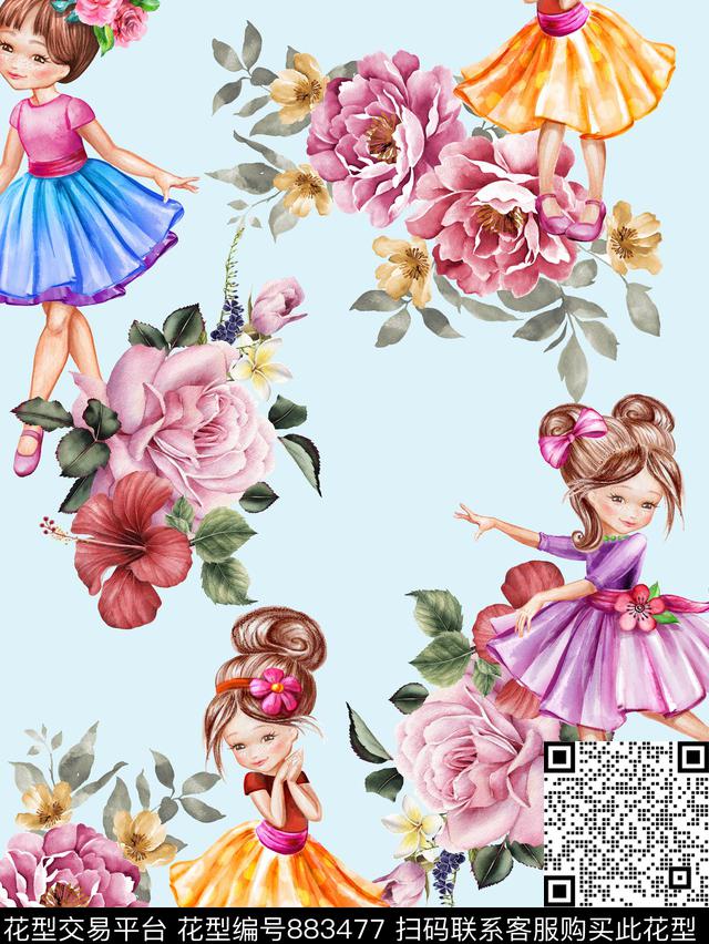 水彩玉兰花兰花数码印花华亿平台下载（图片编号: 883477） - 瓦栏（Walan）