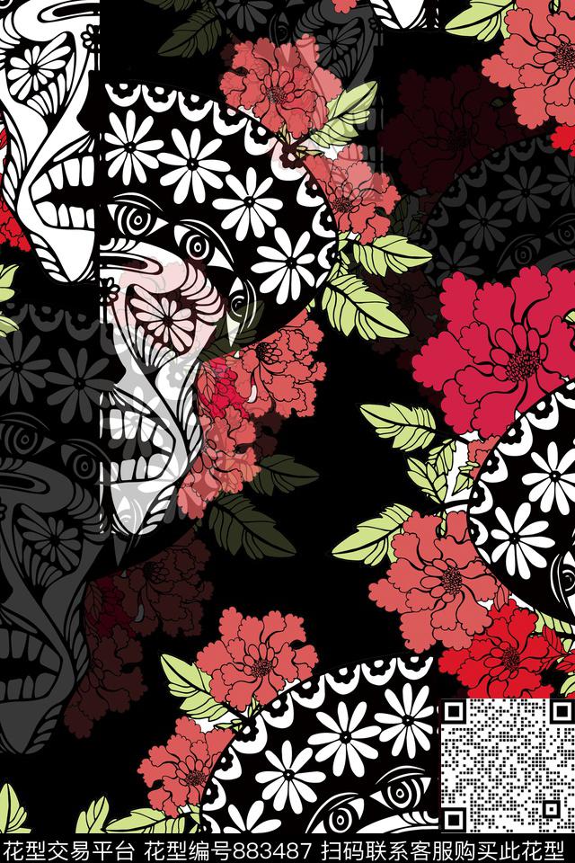 玉兰花花瓣花卉传统印花华亿平台下载（图片编号: 883487） - 瓦栏（Walan）