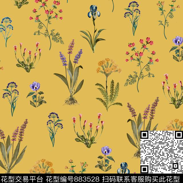 花卉花朵趣味数码印花华亿平台下载（图片编号: 883528） - 瓦栏（Walan）
