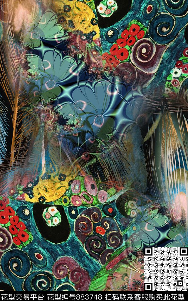 波西米亚民族风中国风数码印花华亿平台下载（图片编号: 883748） - 瓦栏（Walan）