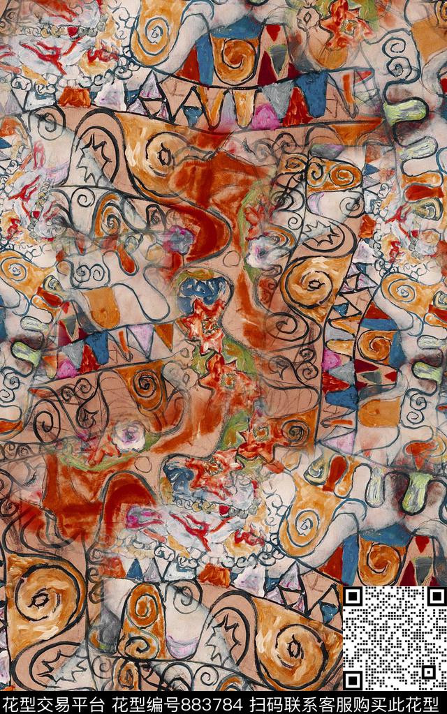 波西米亚民族风中国风数码印花华亿平台下载（图片编号: 883784） - 瓦栏（Walan）