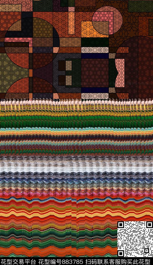 波西米亚五彩花纹数码印花华亿平台下载（图片编号: 883785） - 瓦栏（Walan）
