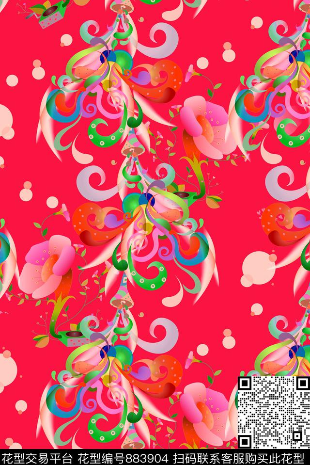 大气几何公主数码印花华亿平台下载（图片编号: 883904） - 瓦栏（Walan）