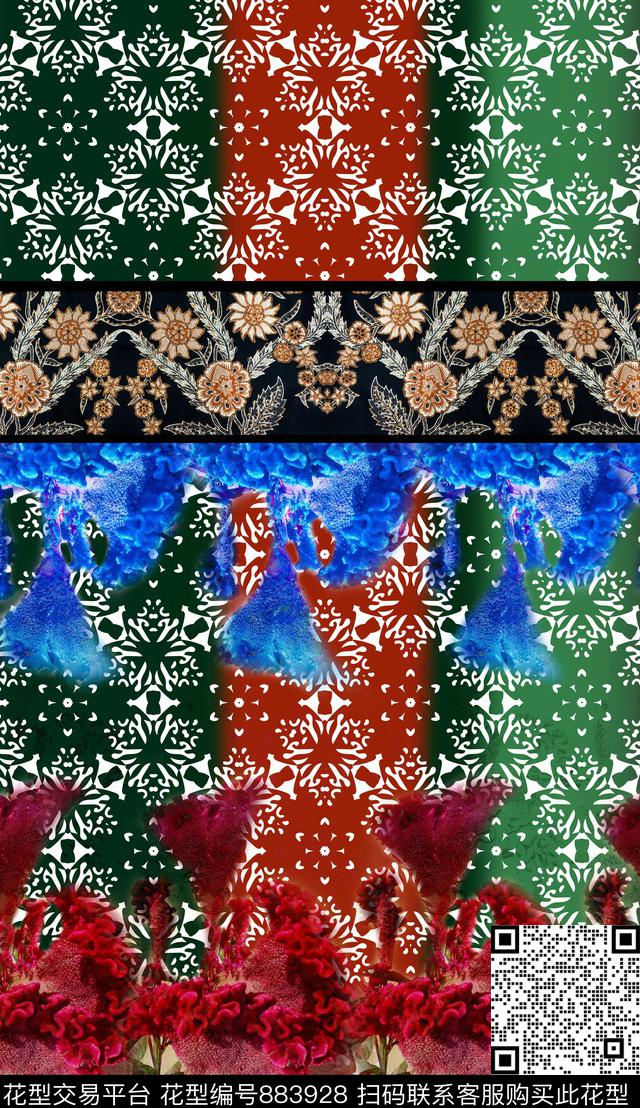 传奇花纹真丝数码印花华亿平台下载（图片编号: 883928） - 瓦栏（Walan）