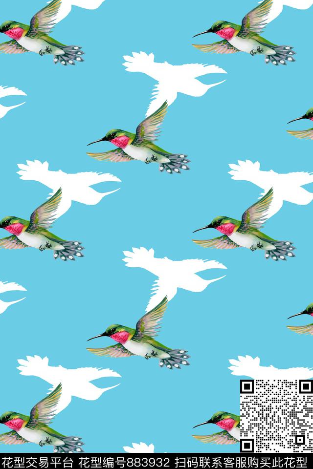 昆虫鸟彩底数码印花华亿平台下载（图片编号: 883932） - 瓦栏（Walan）