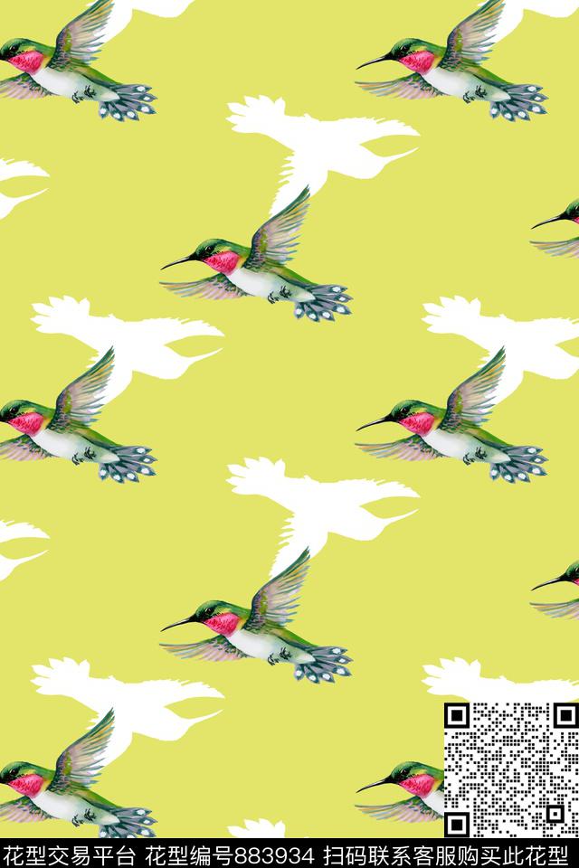 昆虫鸟彩底数码印花华亿平台下载（图片编号: 883934） - 瓦栏（Walan）