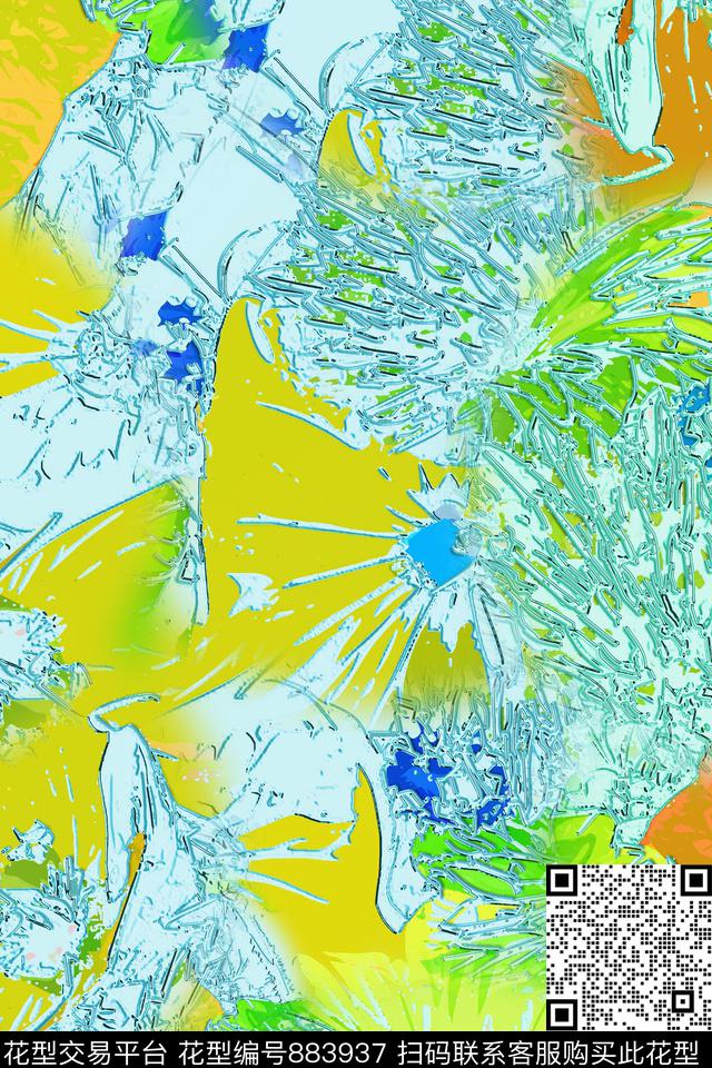 抽象艺术手绘原创手绘大花卉抽象花卉数码印花华亿平台下载（图片编号: 883937） - 瓦栏（Walan）